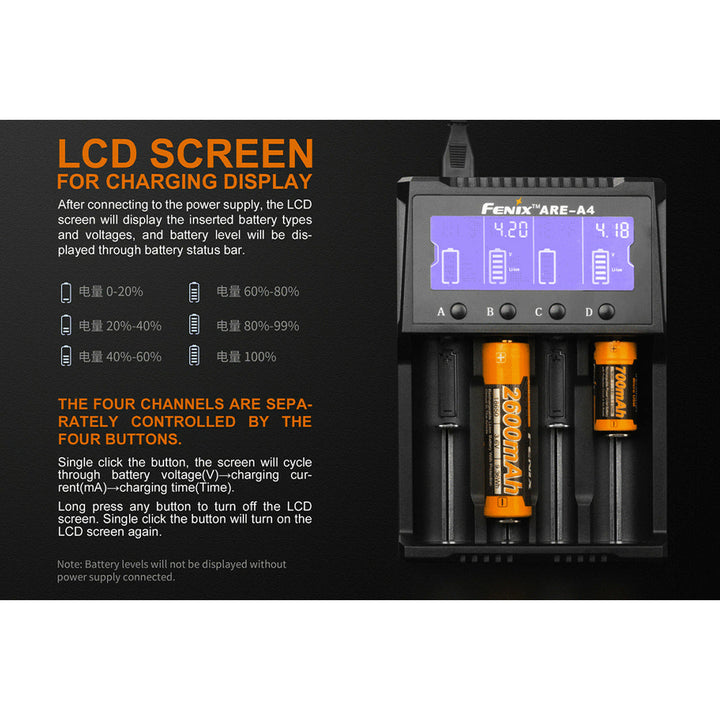 fenix flashlight are-a4 battery chargers Fenix ARE-A4 Battery Charger