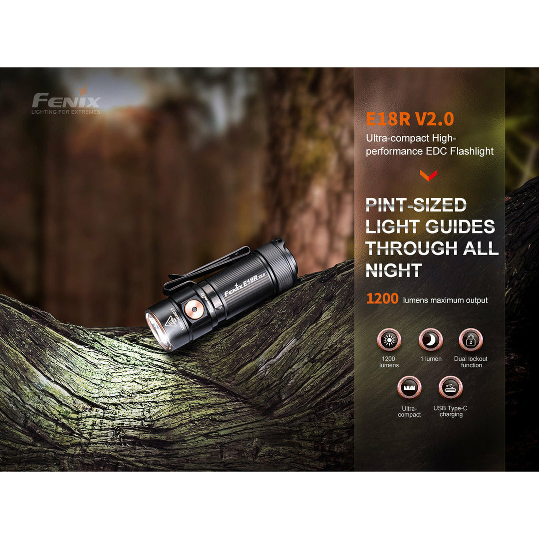 fenix flashlight battery type Fenix E18R V2.0 Rechargeable EDC Flashlight